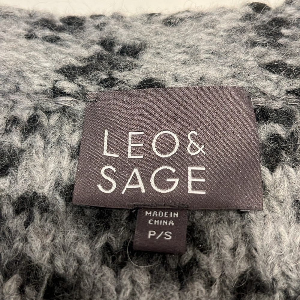 Leo&Sage -women’s mock neck wool blend sweater short sleeves black/grey size P/S - Picture 2 of 11